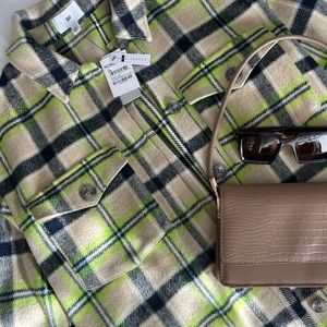 Neon green & Tan Shacket